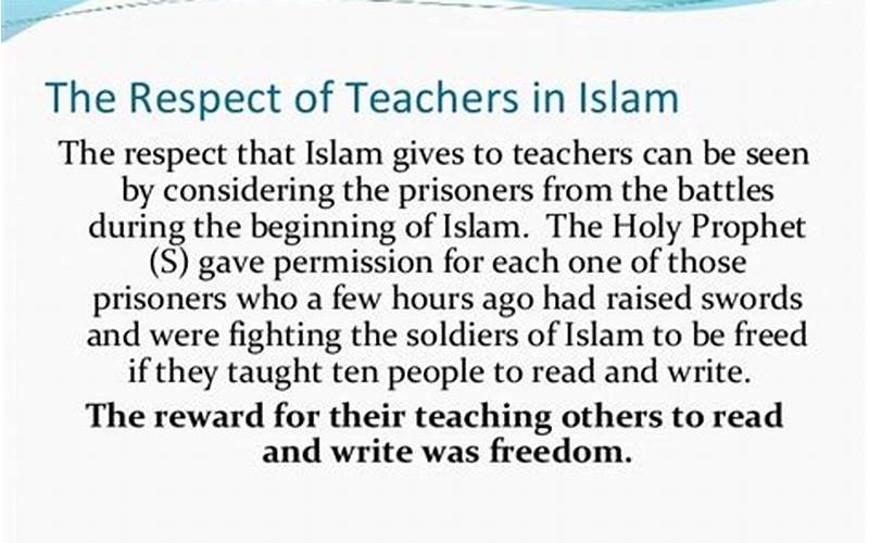 Importance Of Teachers In Islam
