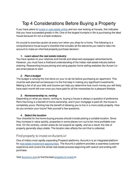 Important Considerations Before Buying
