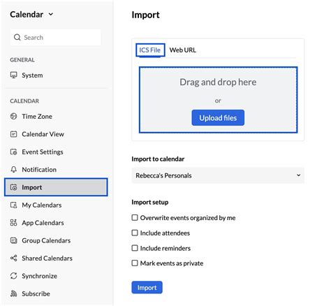 Importing a Calendar File