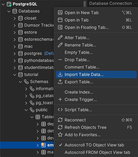 Importing the Table Data