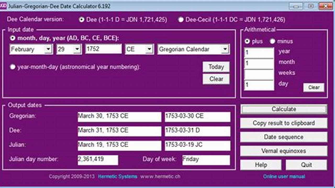 In The Current Version, The Calculator Supports Only Gregorian Calendar Dates Starting From January 1, 1900., 2024