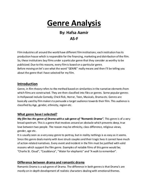 In-Depth Genre Analysis