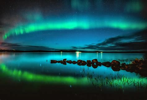 Inari Lake Aurora Night