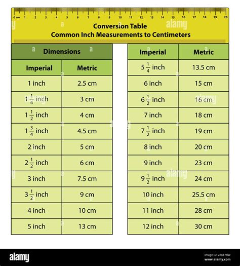 Inches Into Centimeters Chart
