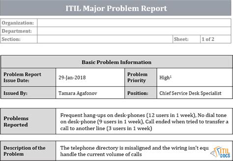 Itil Incident Report Form Template Best Professional Template
