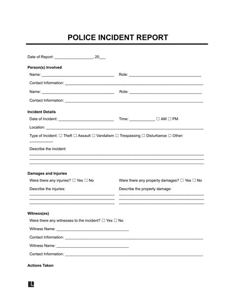 Incident Report Form Template Doc (4) | PROFESSIONAL TEMPLATES | Report