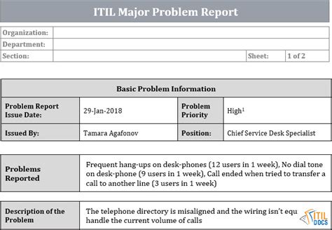 Incident Report Template Itil