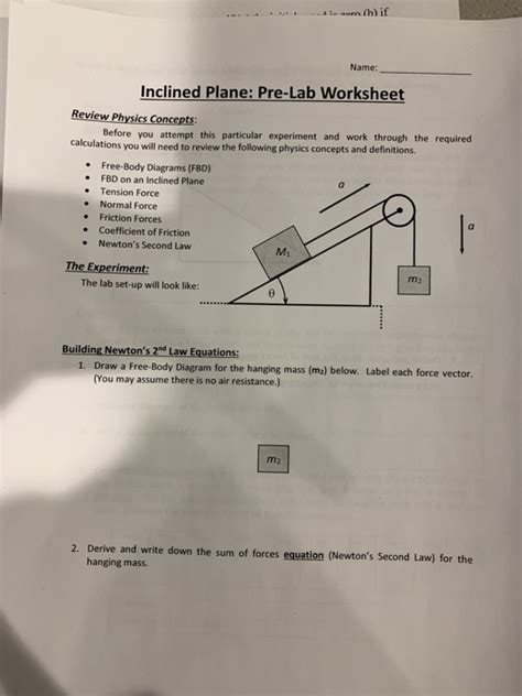 Inclined Plane Worksheet Answers