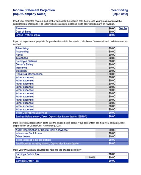 Income Statement Template