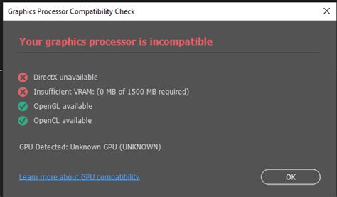 Incompatible graphics card
