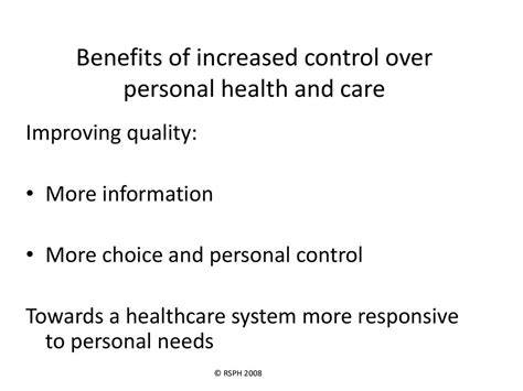 Increased Control Benefits