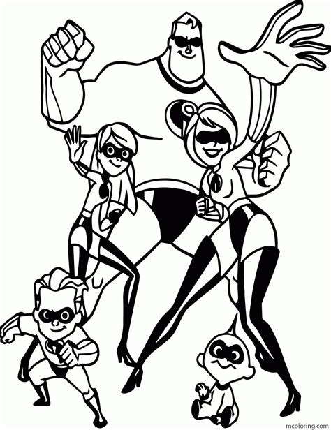 Disney The Incredibles Family Coloring Pages Free Printable Coloring