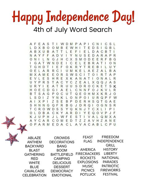 Independence Day Word Search Printable