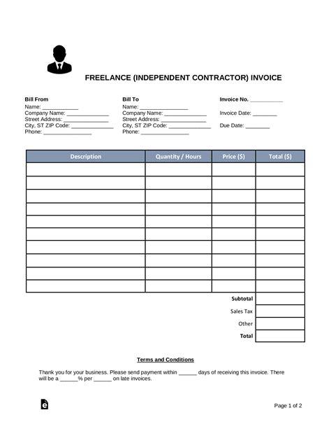 Independent Contractor Billing Invoice Template Cards Design Templates
