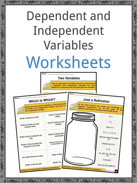 Independent Dependent Variable Math Worksheet
