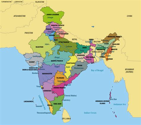 India Map Cities And States