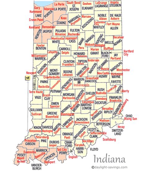 Time Zones Indiana Map Map Vector