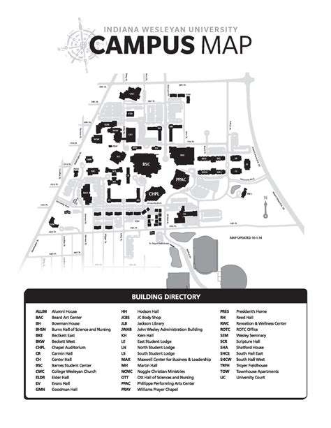 Indiana Wesleyan University Campus Map Table Rock Lake Map