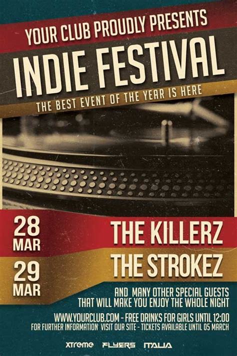 Free Indie Rock Flyer Template in PSD + AI Free PSD Templates
