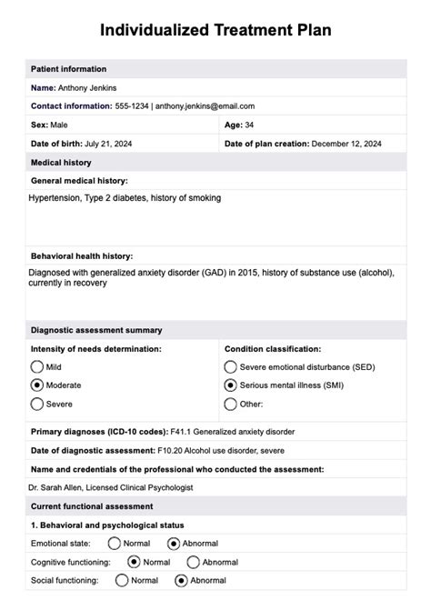Individualized Treatment Plan