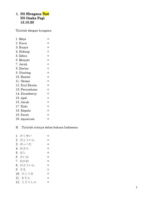 Indonesia N5 test strategy