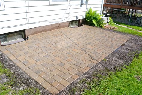 Large pavers used to create patio in backyard. Quick and easy