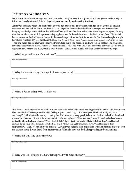 Inferences Worksheet 5