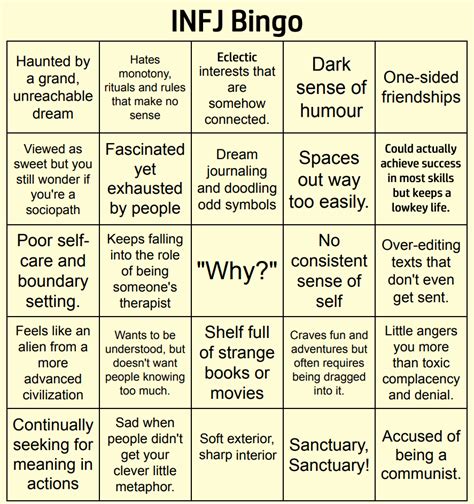 Infj-t Bingo