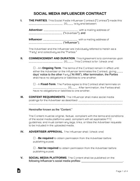 Influencer Agreement Contract Template