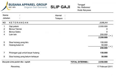 Info Gaji di PT Garment Semarang