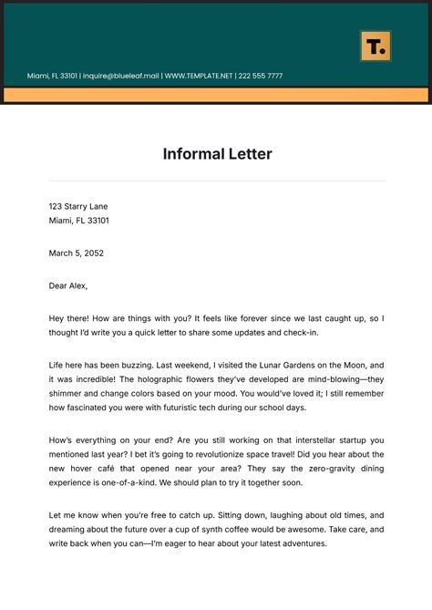 Informal Letter Format, Samples, Examples in English