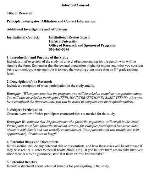 Informed Consent Template For Research