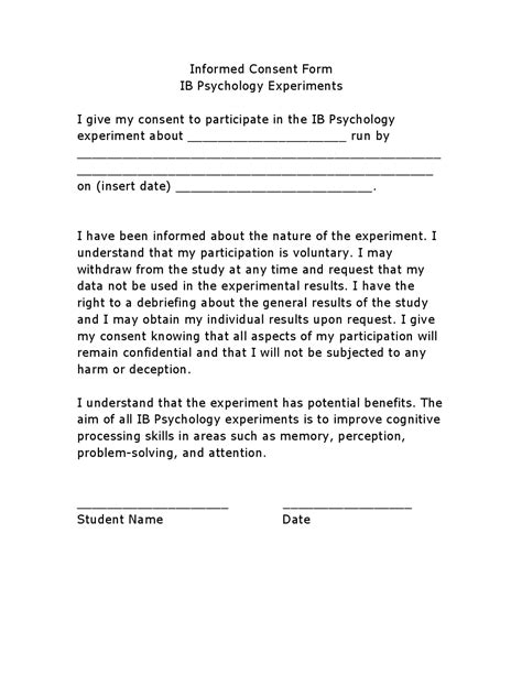 Informed Consent Template Psychology