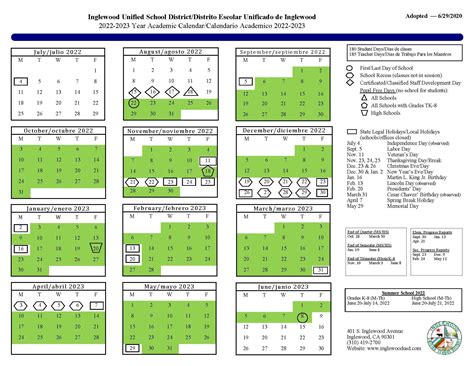Inglewood District Calendar