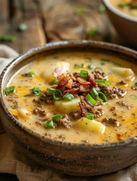 Creamy Bacon Cheeseburger Potato Soup Recipe You'll Make All Winter