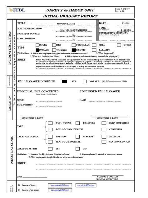 Initial Incident Report and Immediate Aftermath
