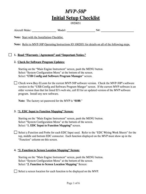 Initial Setup Checklist