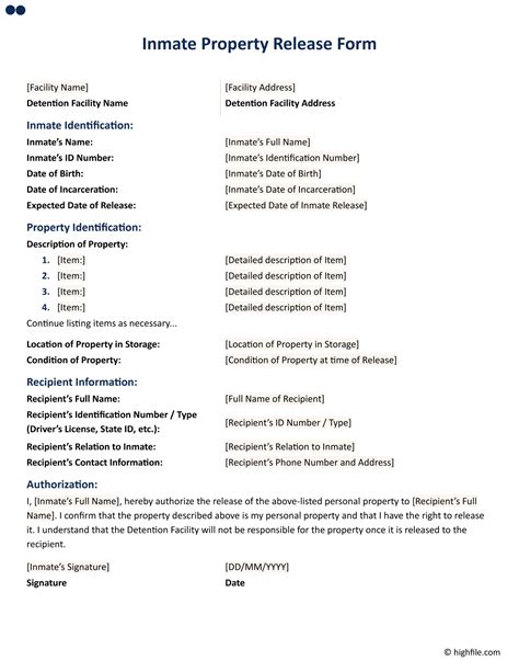 Inmate Property Retrieval: How to Fill Out Release Forms