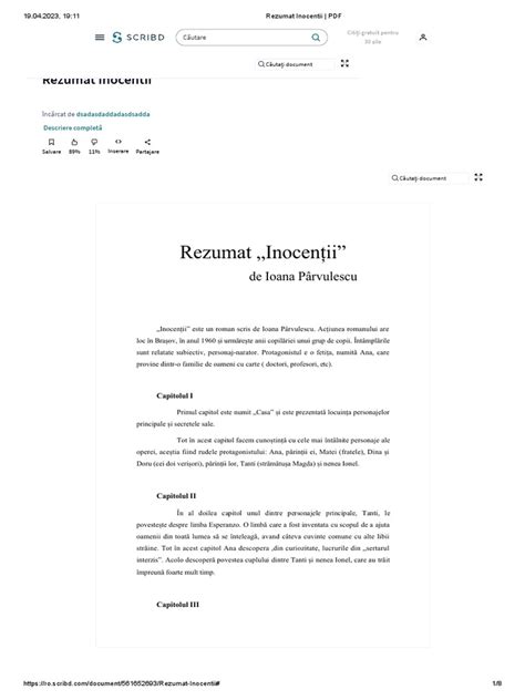 Inocentii Rezumat Pe Capitole