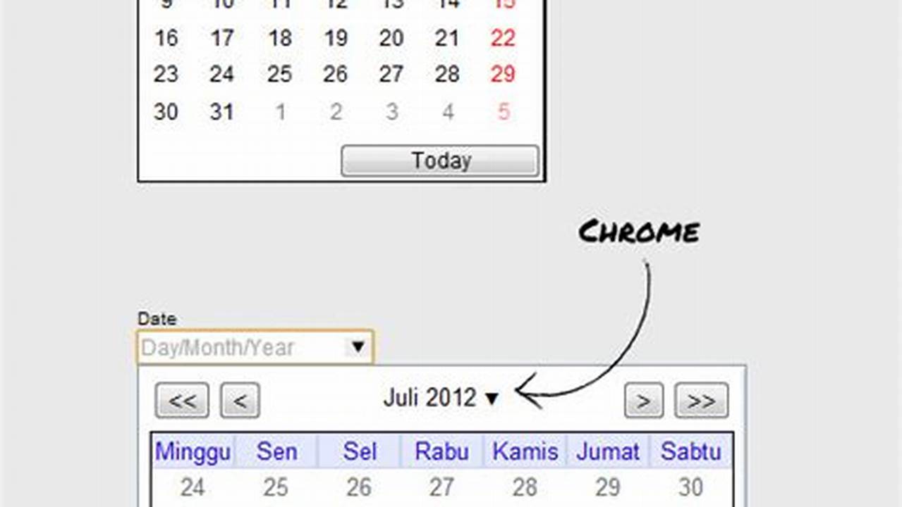 Input Type For Calendar In Html
