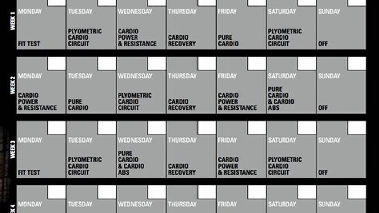 Insanity Month 1 Calendar