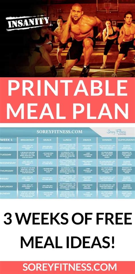 Insanity Meal Calendar