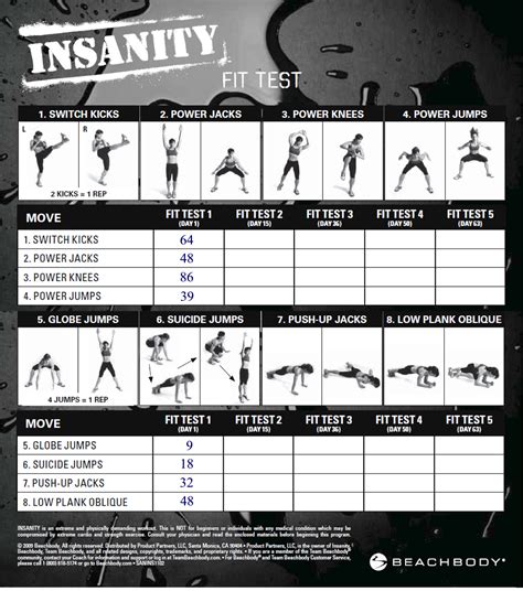 Insanity Workout Calendar Print Out
