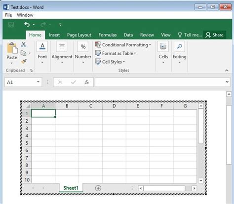 Insert An Excel Worksheet Into A Word Doc Via Copy/Paste