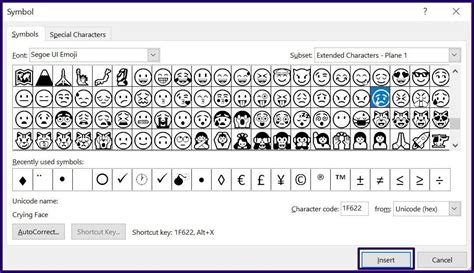 Insert Emojis Using the Symbol Command