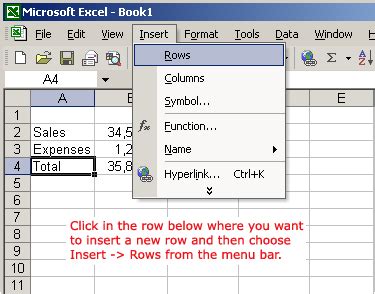Insert or Delete rows or Columns