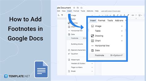 Inserting a Footnote in Google Docs