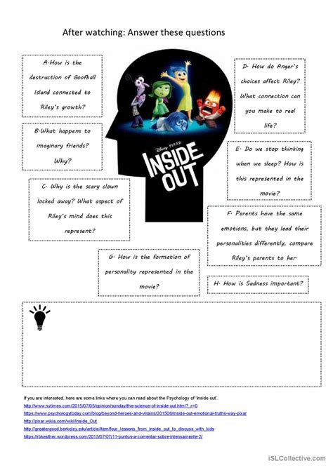 Inside Out Movie Worksheet