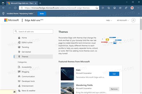 Install Themes in Microsoft Edge