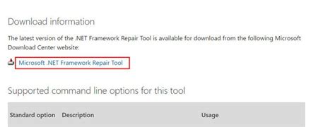 Install the Microsoft .NET Framework Repair Tool